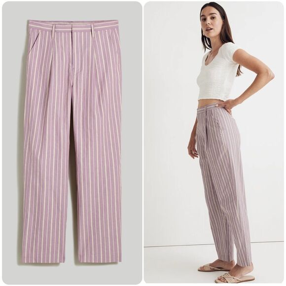 Madewell Pleated Tapered-Leg Pants in Signature Poplin in Antique Purple - Picture 2 of 10